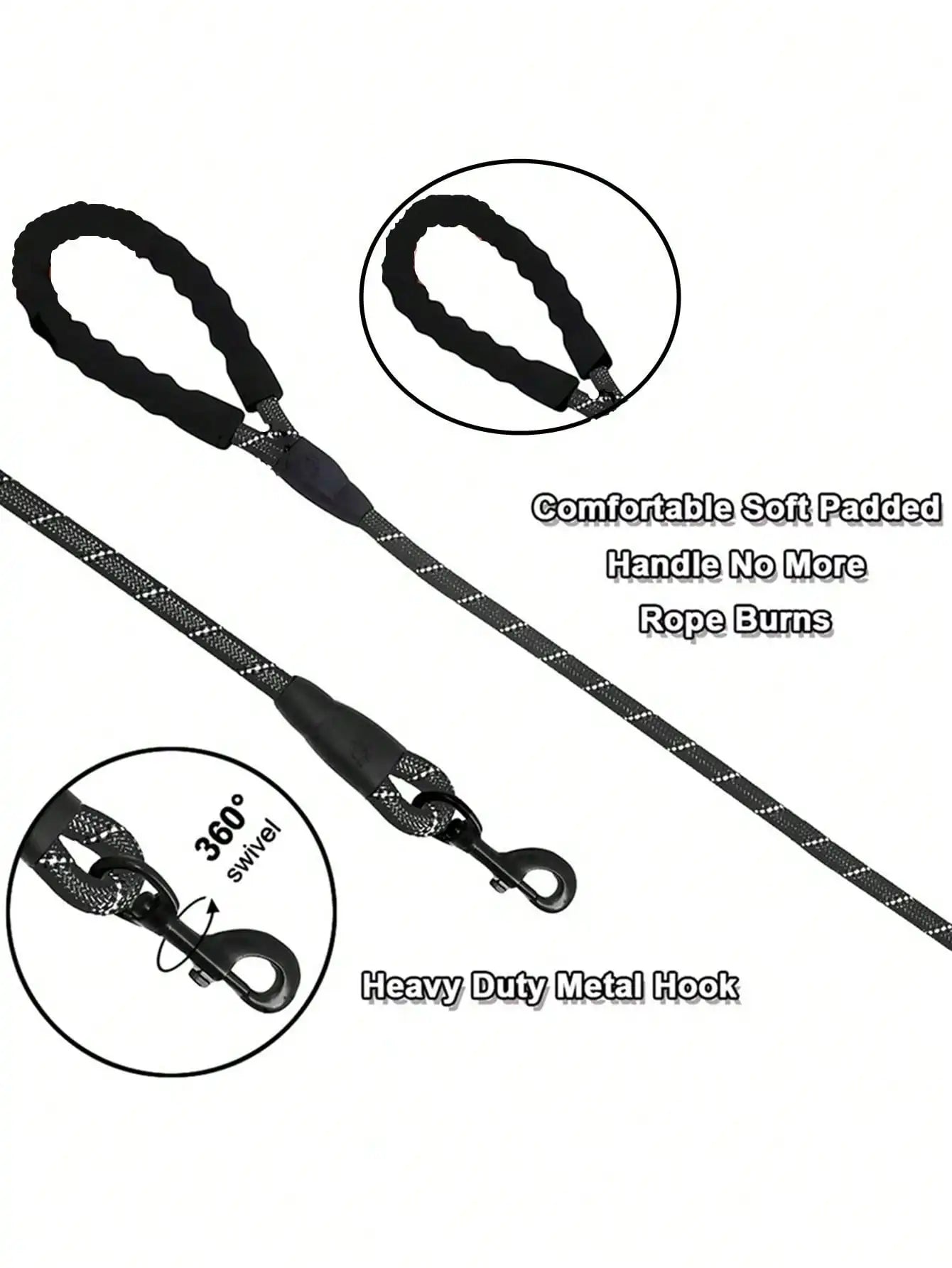 1pc New Color Pet Leash, Reflective Nylon Dog Leash, Explosion Proof Walking Rope, Foam Handle No Choking, Round Rope, Pink