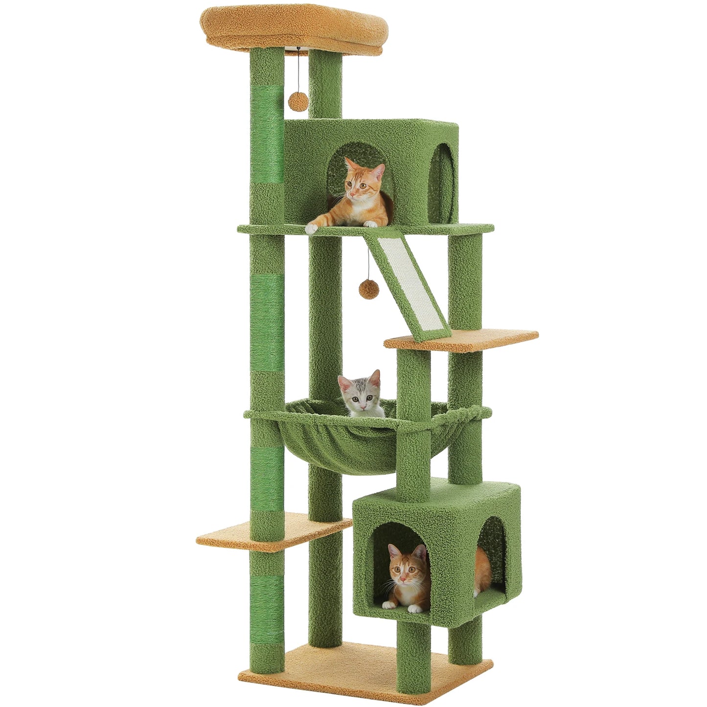Cat Tree for Large Cats, Tall Cat Tower for Indoor Cats Multi-level Cat House Furniture with 2 Big Condo Pad Bed Scratching Post